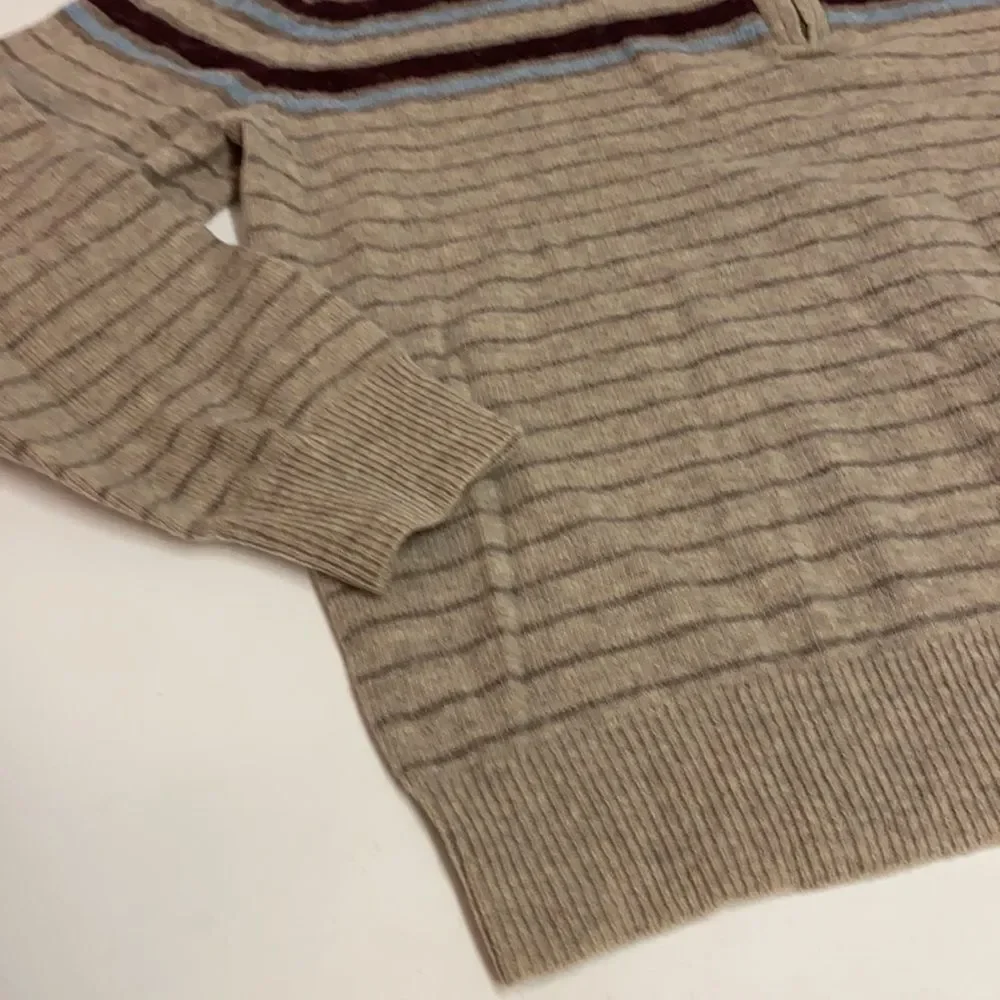 Banana Republic sweater Half Zip 100% Lamb's wool  Beige XXL C14‎